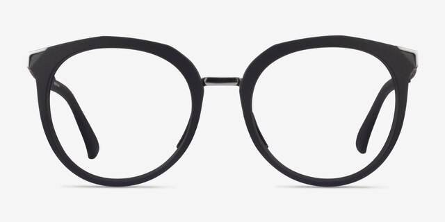 Oakley Top Knot Black & Silver AcetateEyeglass Frames from EyeBuyDirect, Front View
