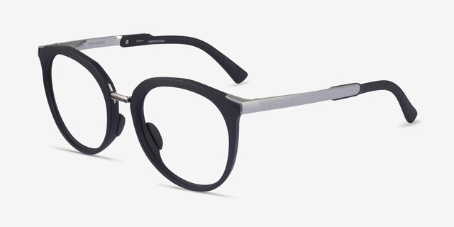 Oakley Top Knot Black & Silver AcetateEyeglass Frames from EyeBuyDirect, Angle View