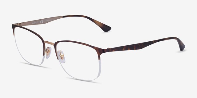 Ray-Ban RB6433 Tortoise Gold MetalEyeglass Frames from EyeBuyDirect, Angle View