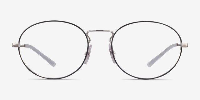 Ray-Ban RB6439 Black & Silver MetalEyeglass Frames from EyeBuyDirect, Front View