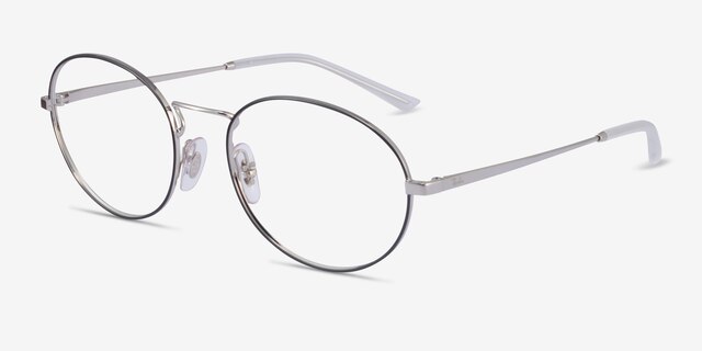 Ray-Ban RB6439 Black & Silver MetalEyeglass Frames from EyeBuyDirect, Angle View