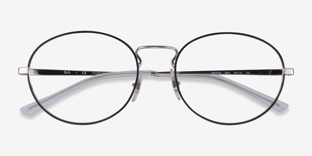Ray-Ban RB6439 Black & Silver MetalEyeglass Frames from EyeBuyDirect, Closed View