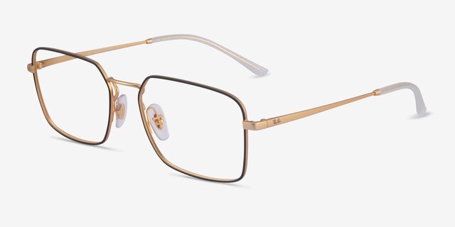 Ray-Ban RB6440 Black & Gold MetalEyeglass Frames from EyeBuyDirect, Angle View