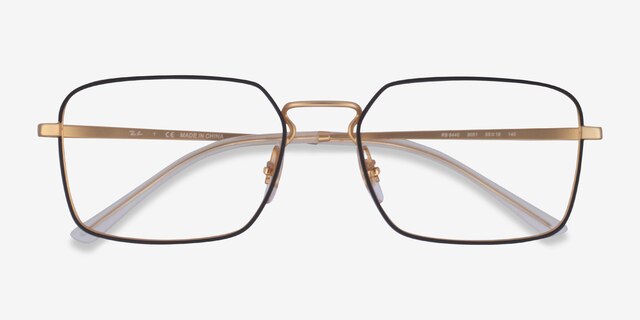 Ray-Ban RB6440 Black & Gold MetalEyeglass Frames from EyeBuyDirect, Closed View