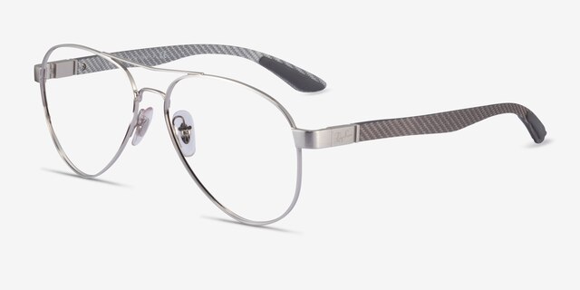 Ray-Ban RB8420 Silver Carbon-fiberEyeglass Frames from EyeBuyDirect, Angle View