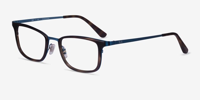 Ray-Ban RB6373M Tortoise Blue AcetateEyeglass Frames from EyeBuyDirect, Angle View