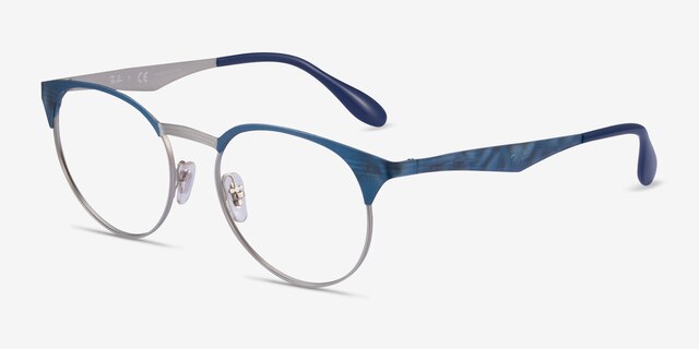 Ray-Ban RB6406 Blue MetalEyeglass Frames from EyeBuyDirect, Angle View