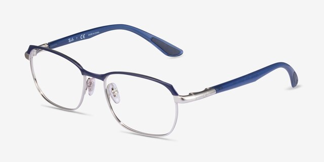 Ray-Ban RB6420 Blue Silver MetalEyeglass Frames from EyeBuyDirect, Angle View