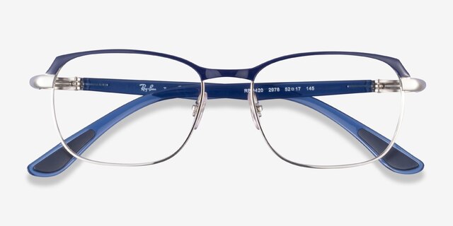 Ray-Ban RB6420 Blue Silver MetalEyeglass Frames from EyeBuyDirect, Closed View