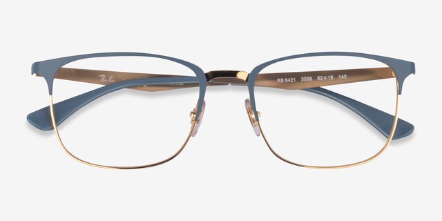 Ray-Ban RB6421 Gray Gold MetalEyeglass Frames from EyeBuyDirect, Closed View
