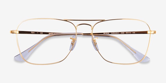 Ray-Ban RB6536 Gold MetalEyeglass Frames from EyeBuyDirect, Closed View