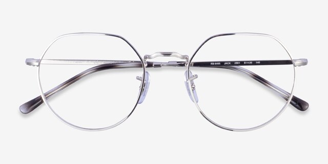 Ray-Ban RB6465 Jack Silver Ivory Tortoise MetalEyeglass Frames from EyeBuyDirect, Closed View