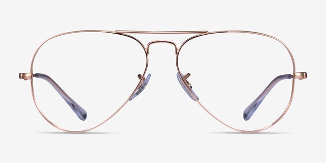 Ray-Ban Aviator Metal II Rose Gold MetalEyeglass Frames from EyeBuyDirect, Front View
