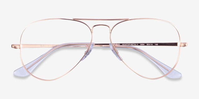 Ray-Ban Aviator Metal II Rose Gold MetalEyeglass Frames from EyeBuyDirect, Closed View