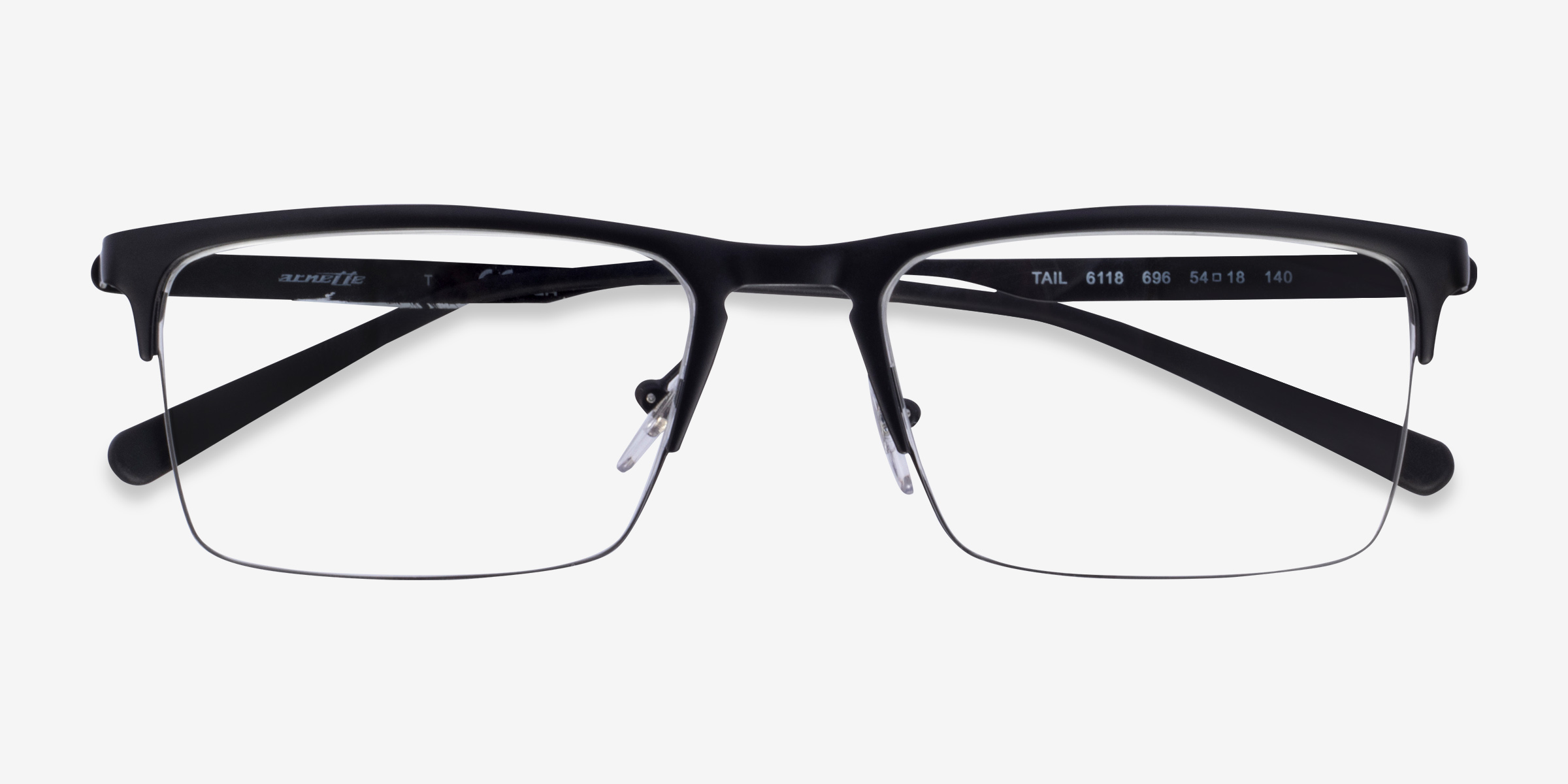 ARNETTE Tail - Browline Matte Black Frame Glasses For Men ...