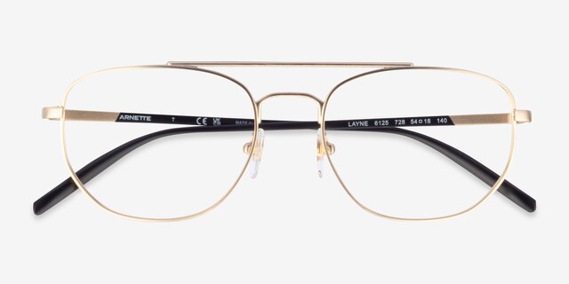 ARNETTE Layne Shiny Brushed Gold MetalEyeglass Frames from EyeBuyDirect, Closed View