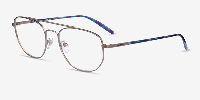ARNETTE Layne Shiny Brushed Gunmetal MetalEyeglass Frames from EyeBuyDirect, Angle View