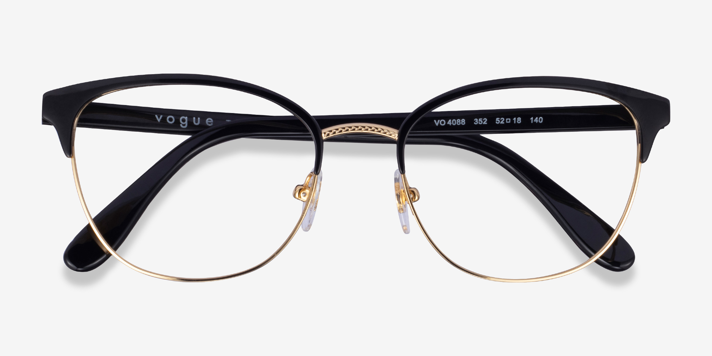 Vogue Eyewear VO4088 Browline Black Gold Frame Eyeglasses