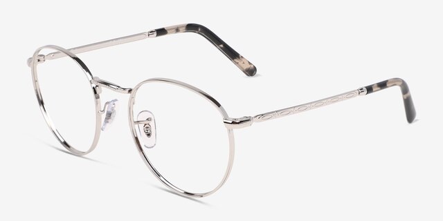 Ray-Ban RB3637V New Round Silver MetalEyeglass Frames from EyeBuyDirect, Angle View