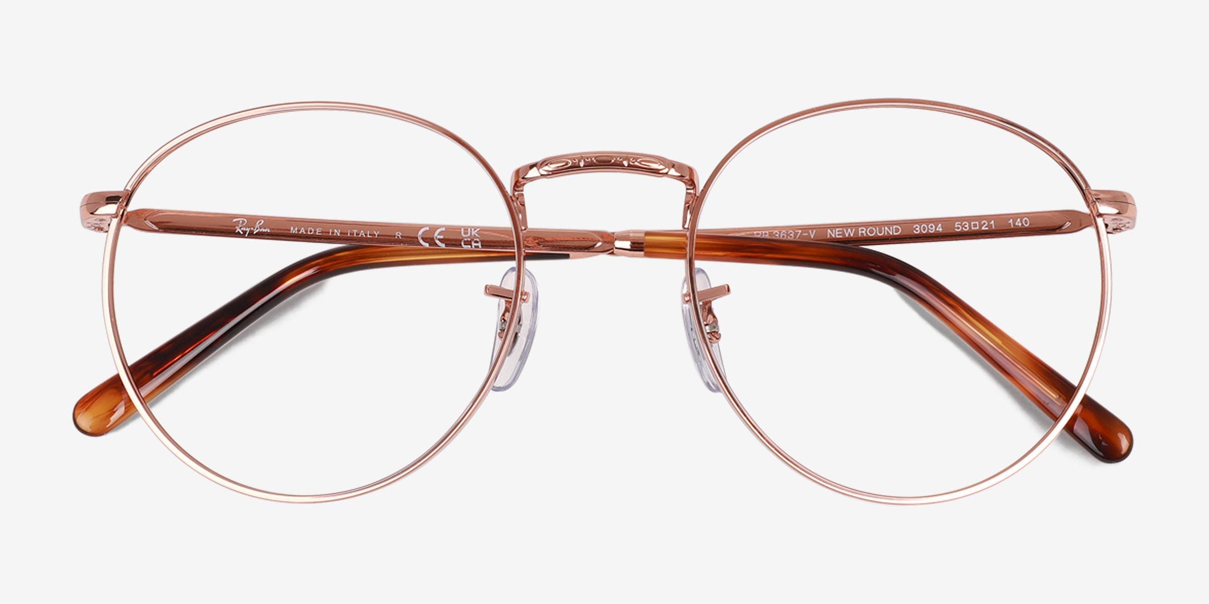 Ray-Ban RB3637V New Round - Round Rose Gold Frame Eyeglasses