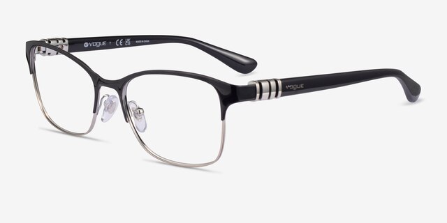 Vogue Eyewear VO4050 Black Silver MetalEyeglass Frames from EyeBuyDirect, Angle View