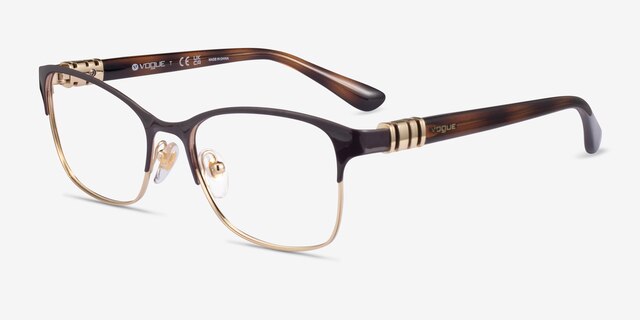 Vogue Eyewear VO4050 Brown Gold MetalEyeglass Frames from EyeBuyDirect, Angle View