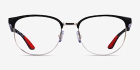 Ray-Ban RB8422 - Round Black Silver Frame Eyeglasses | Eyebuydirect