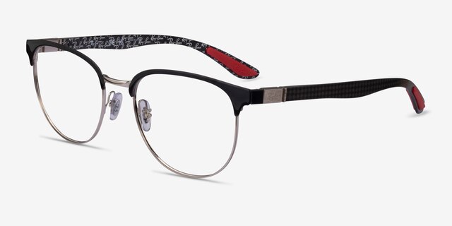 Ray-Ban RB8422 Black Silver MetalEyeglass Frames from EyeBuyDirect, Angle View
