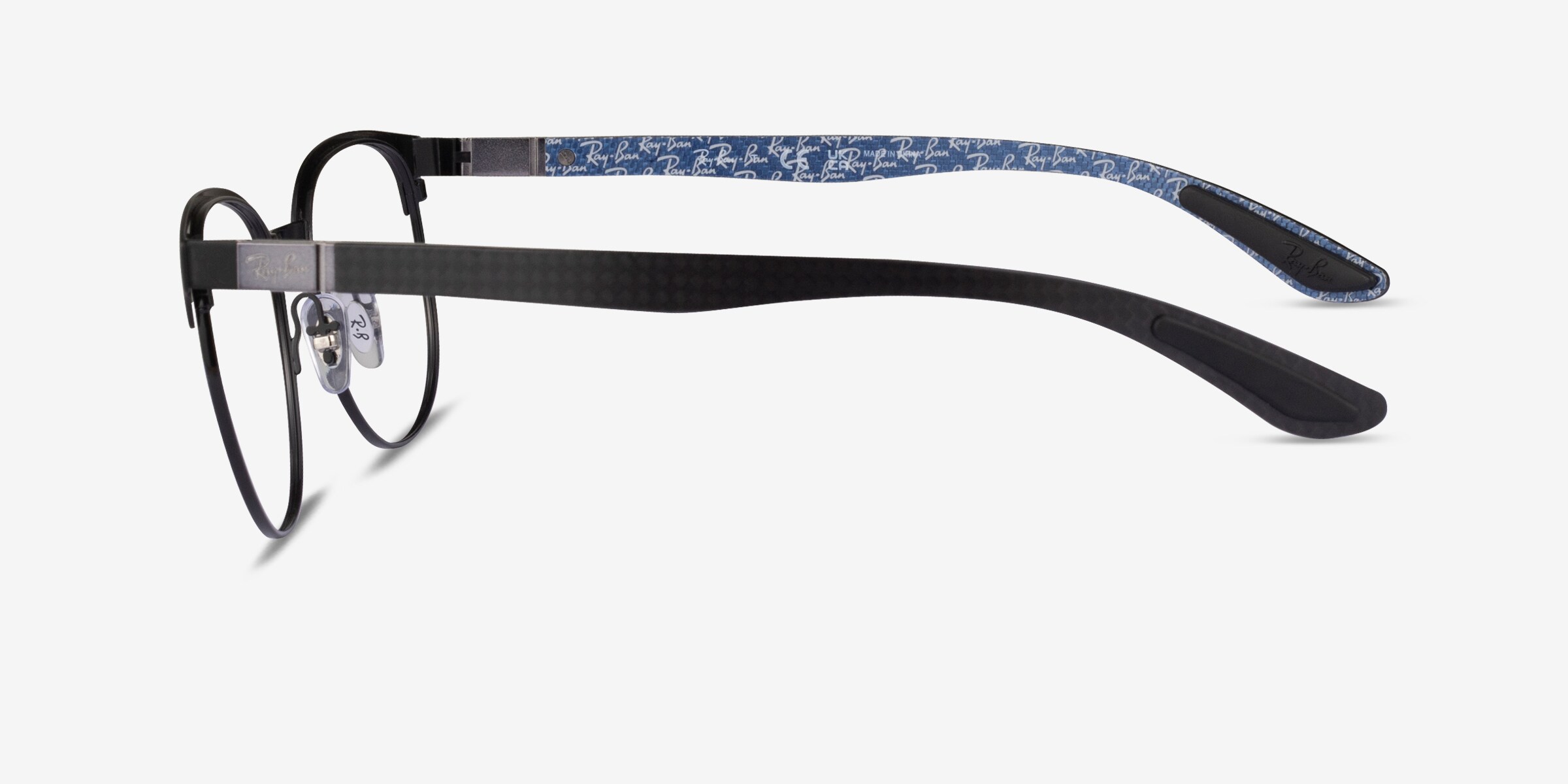 NWT Ray Ban Optical Matte Black Round-Rectangle Eyeglasses with Silver Accents Ray-Ban RB8424 Optics Eyeglasses | LensCrafters main image 3