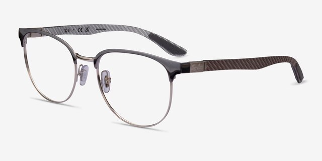 Ray-Ban RB8422 Gray Silver MetalEyeglass Frames from EyeBuyDirect, Angle View