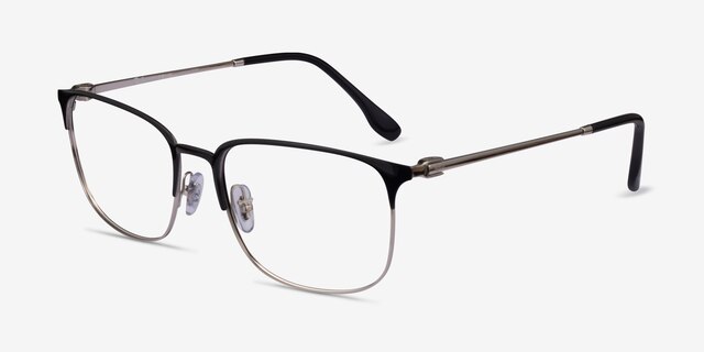 Ray-Ban RB6494 Black Silver MetalEyeglass Frames from EyeBuyDirect, Angle View