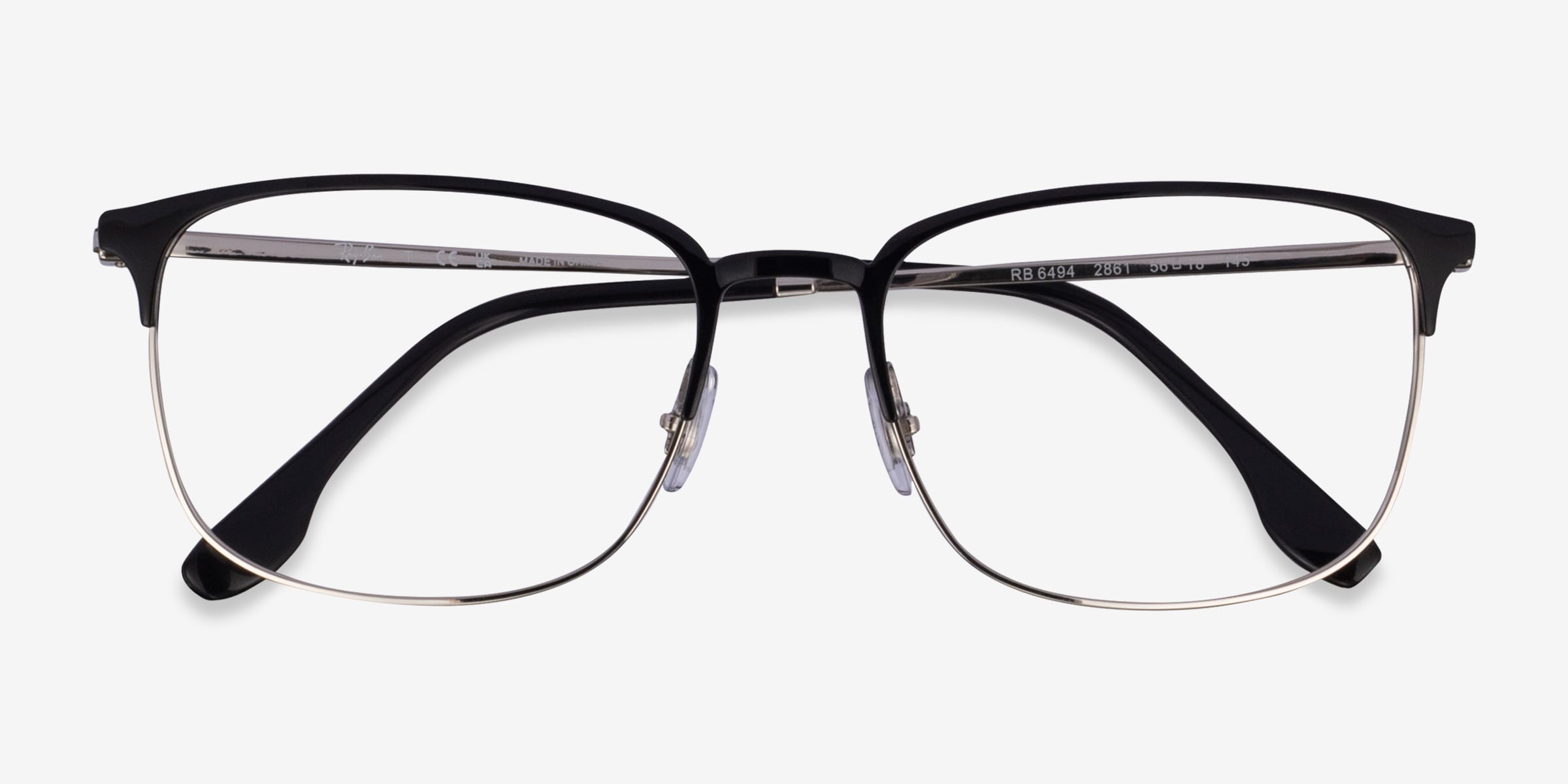 Ray-Ban RB6494 - Browline Black Silver Frame Eyeglasses | Eyebuydirect
