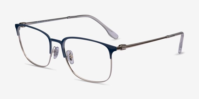 Ray-Ban RB6494 Blue Silver MetalEyeglass Frames from EyeBuyDirect, Angle View