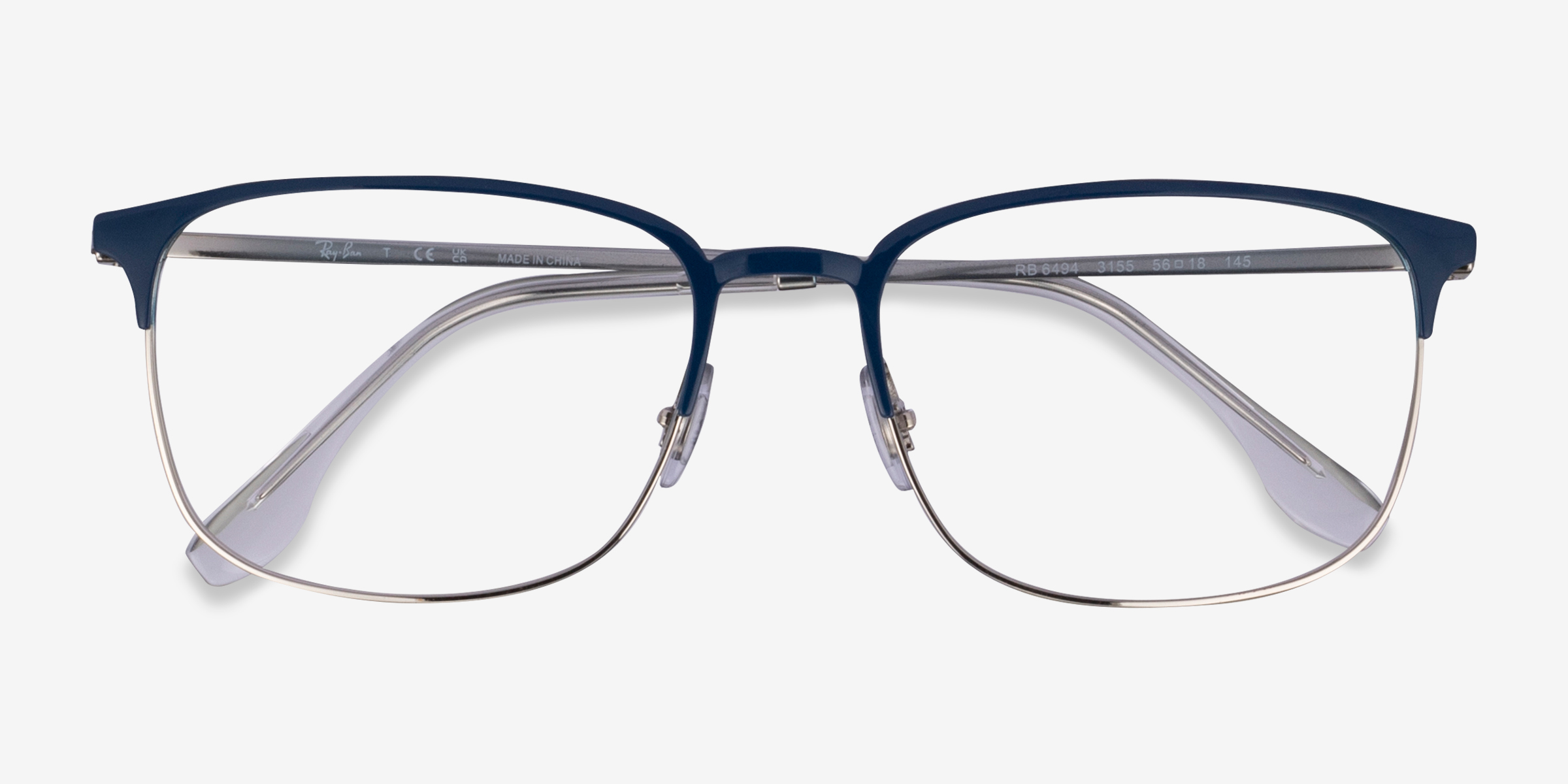 Ray-Ban RB6494 - Browline Blue Silver Frame Eyeglasses | Eyebuydirect