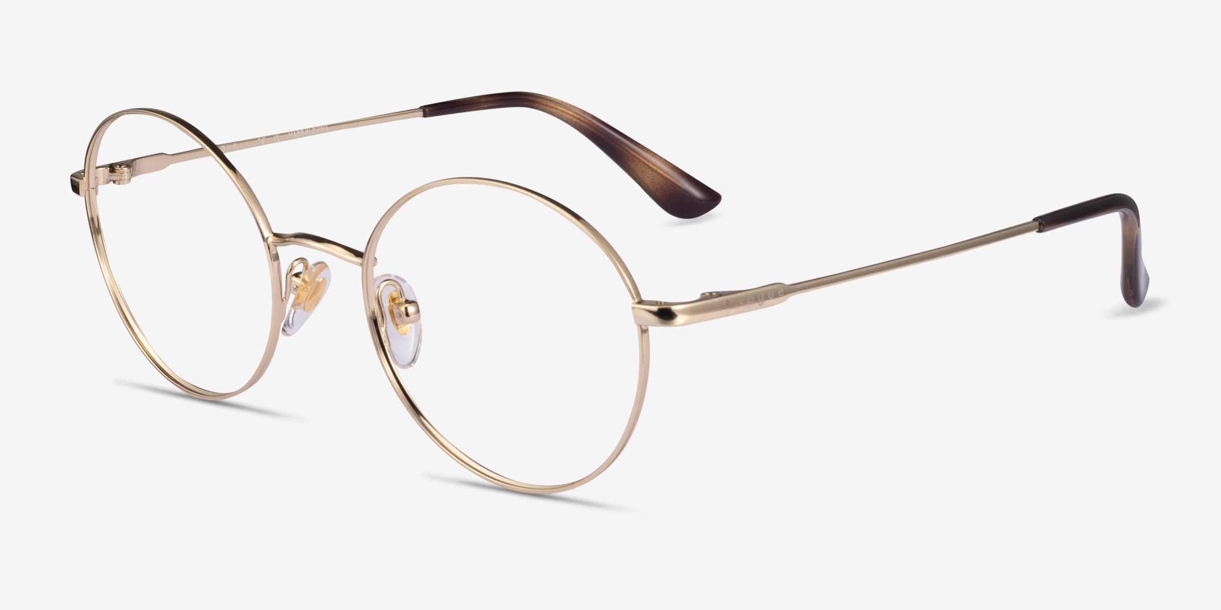 Vogue Eyewear VO4127 - Round Pale Gold Frame Eyeglasses | Eyebuydirect