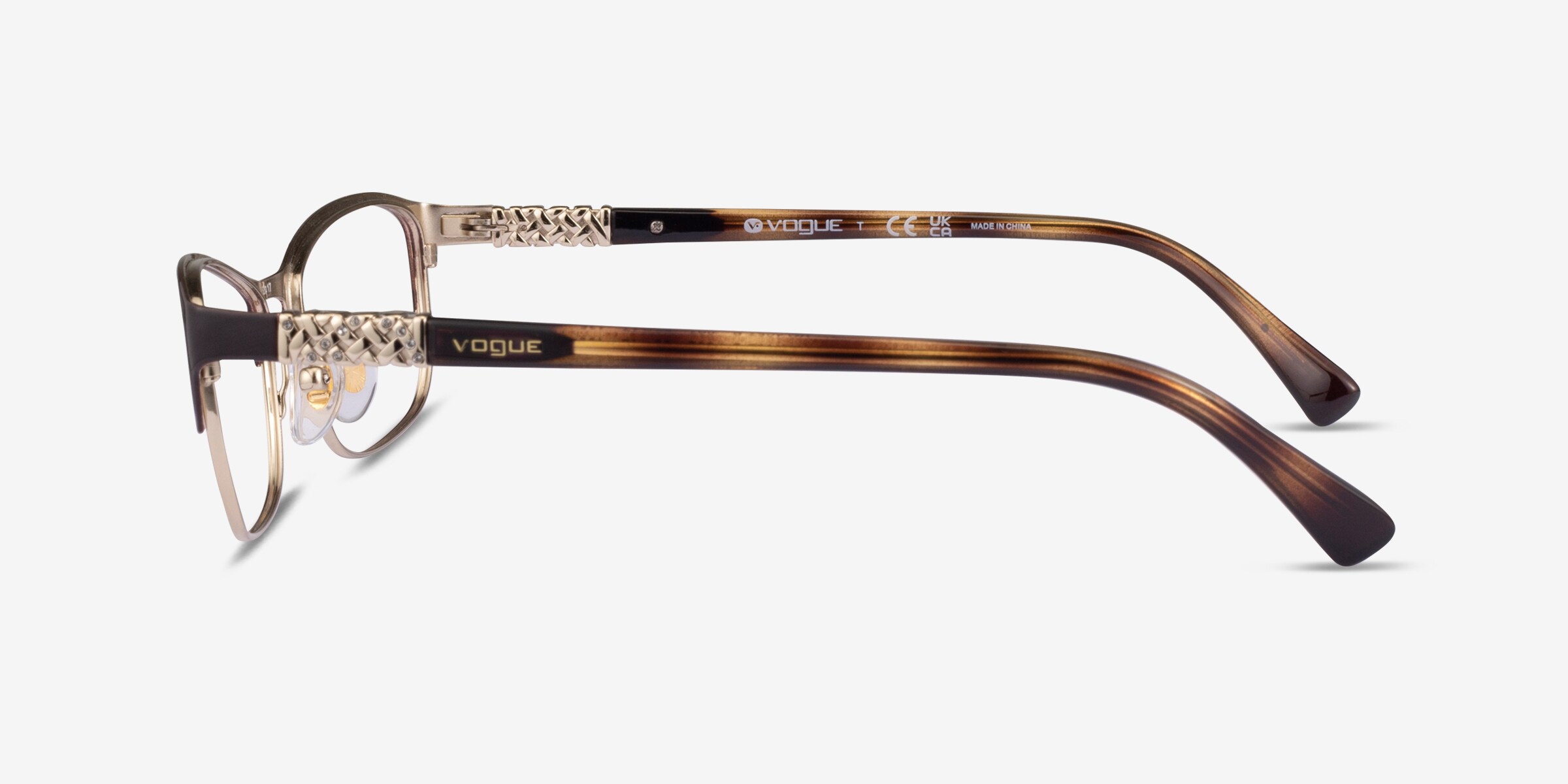 NWT WOMEN\'S VOGUE EYEGLASS FRAMES 4057 BROWN Vogue Eyewear VO4057B - Cat Eye Brown Pale Gold Frame  main image 2