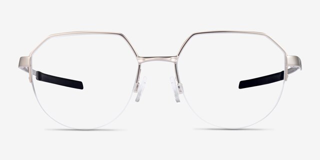 Oakley Inner Foil Satin Chrome MetalEyeglass Frames from EyeBuyDirect, Front View