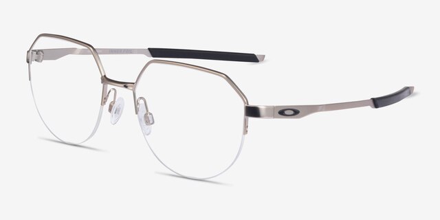 Oakley Inner Foil Satin Chrome MetalEyeglass Frames from EyeBuyDirect, Angle View