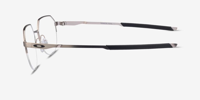 Oakley Inner Foil Satin Chrome MetalEyeglass Frames from EyeBuyDirect, Side View