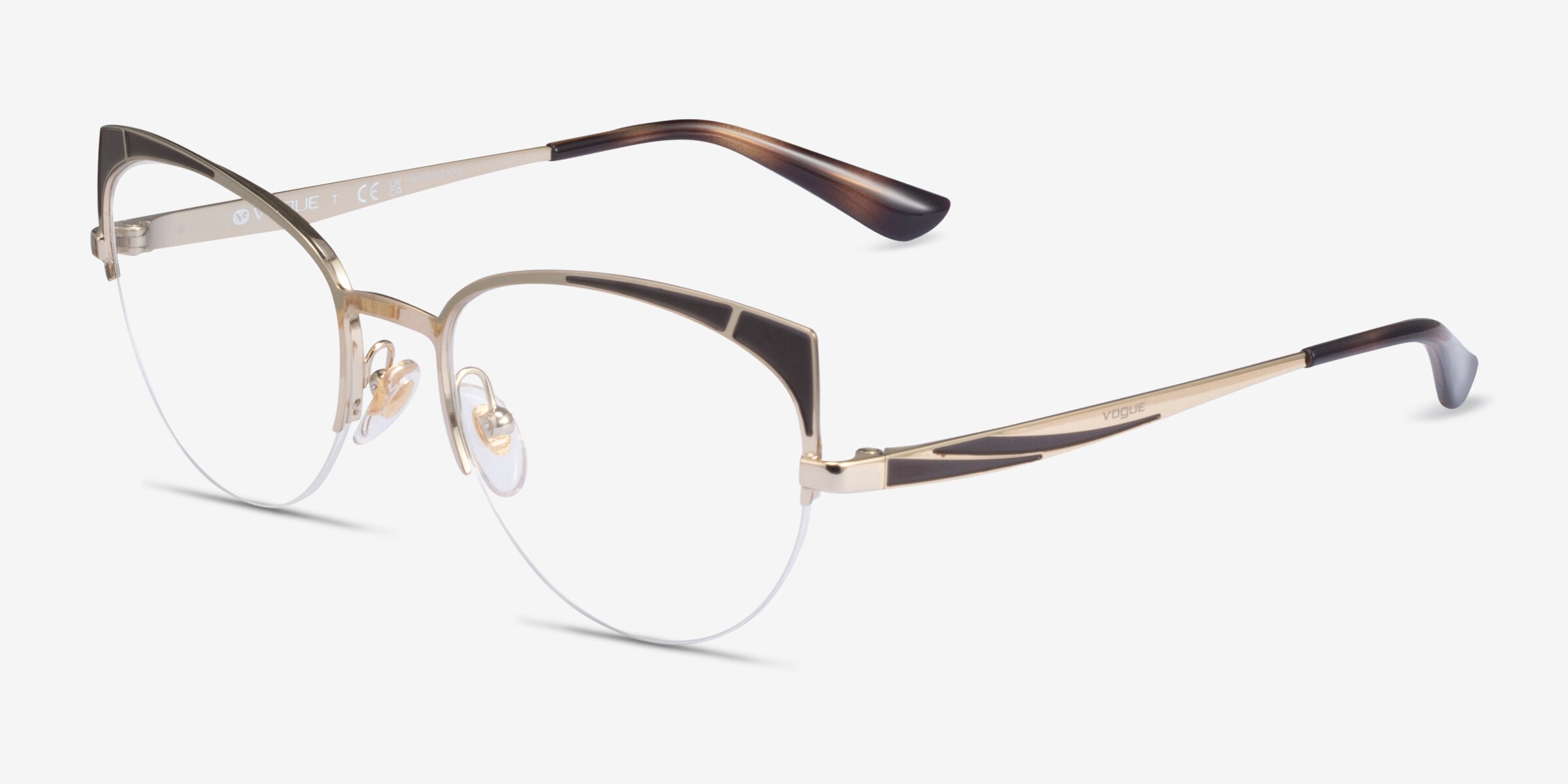 NWT Vogue Cat Eye Gold Frame with Brown Lens Sunglasses Vintage Vogue Sunglasses PAT W6 Brown Gold Frames with Brown  main image 2