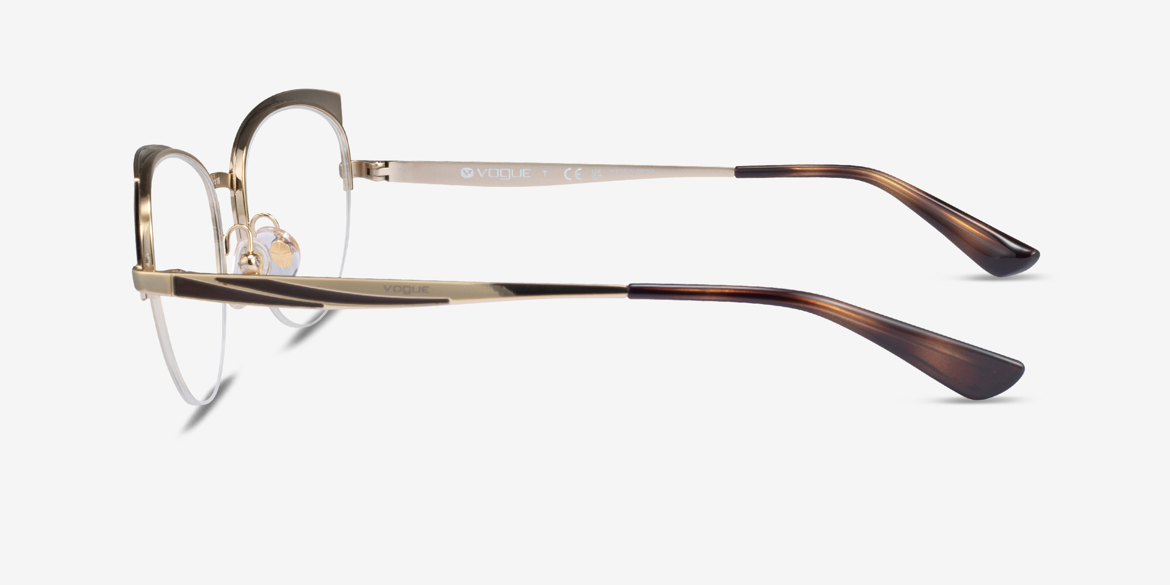 Vogue Eyewear VO4153 - Cat Eye Gold Matte Brown Frame Glasses For Women ...