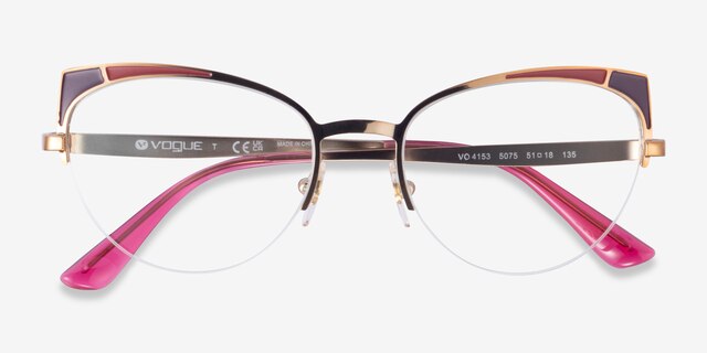 Vogue Eyewear VO4153 Matte Bordeaux Rose Gold MetalEyeglass Frames from EyeBuyDirect, Closed View