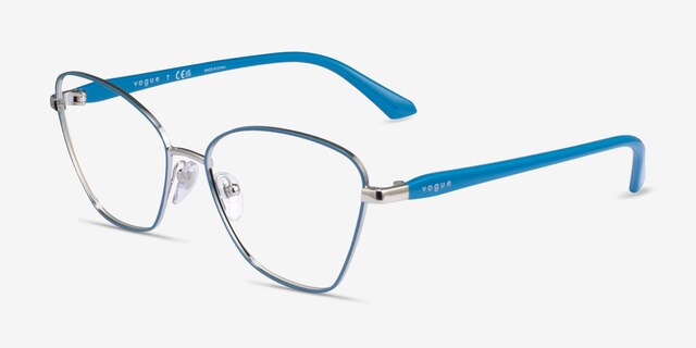 Vogue Eyewear VO4195 Blue  Silver MetalEyeglass Frames from EyeBuyDirect, Angle View