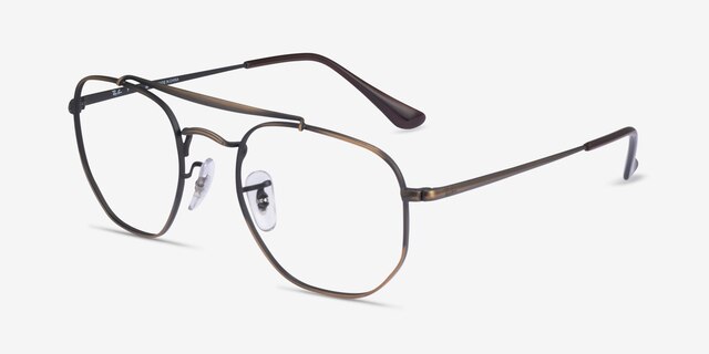 Ray-Ban RB3648V Antique Gold MetalEyeglass Frames from EyeBuyDirect, Angle View