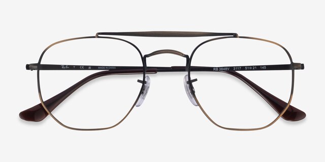 Ray-Ban RB3648V Antique Gold MetalEyeglass Frames from EyeBuyDirect, Closed View