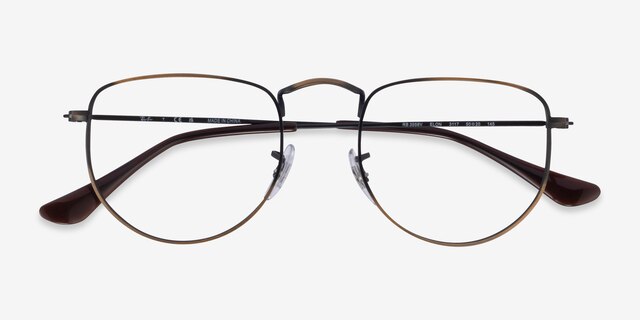 Ray-Ban RB3958V Elon Antique Gold MetalEyeglass Frames from EyeBuyDirect, Closed View