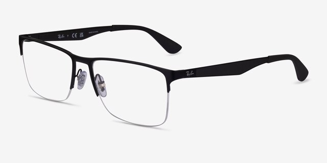 Ray-Ban RB6335 Matte Black MetalEyeglass Frames from EyeBuyDirect, Angle View