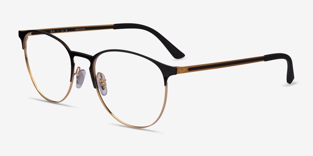 Ray-Ban RB6375 Gold Black MetalEyeglass Frames from EyeBuyDirect, Angle View