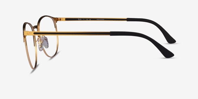 Ray-Ban RB6375 Gold Black MetalEyeglass Frames from EyeBuyDirect, Side View