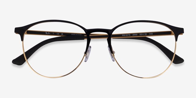 Ray-Ban RB6375 Gold Black MetalEyeglass Frames from EyeBuyDirect, Closed View